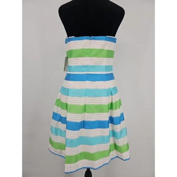 Lilly Pulitzer Jordan Multi Corded Organza Stripe Strapless Dress 8 NWT $288 - Picture 5 of 9